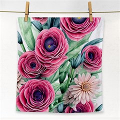 Majestic Watercolor Flowers Face Towel by GardenOfOphir