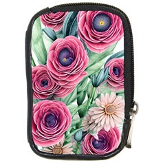 Majestic Watercolor Flowers Compact Camera Leather Case by GardenOfOphir