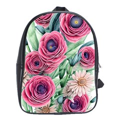 Majestic Watercolor Flowers School Bag (large) by GardenOfOphir