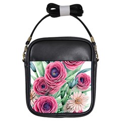 Majestic Watercolor Flowers Girls Sling Bag by GardenOfOphir