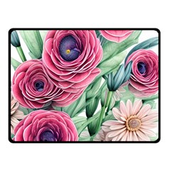 Majestic Watercolor Flowers One Side Fleece Blanket (small) by GardenOfOphir