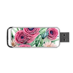 Majestic Watercolor Flowers Portable Usb Flash (two Sides) by GardenOfOphir