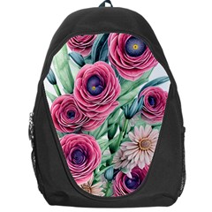 Majestic Watercolor Flowers Backpack Bag