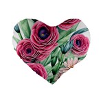 Majestic watercolor flowers Standard 16  Premium Heart Shape Cushions Front