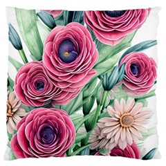 Majestic Watercolor Flowers Standard Premium Plush Fleece Cushion Case (one Side) by GardenOfOphir