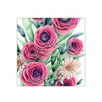 Majestic watercolor flowers Satin Bandana Scarf 22  x 22  Front