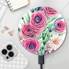 Majestic Watercolor Flowers Wireless Fast Charger(white) by GardenOfOphir