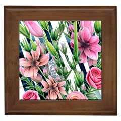 Sumptuous Watercolor Flowers Framed Tile by GardenOfOphir