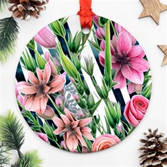 Sumptuous Watercolor Flowers Ornament (round) by GardenOfOphir