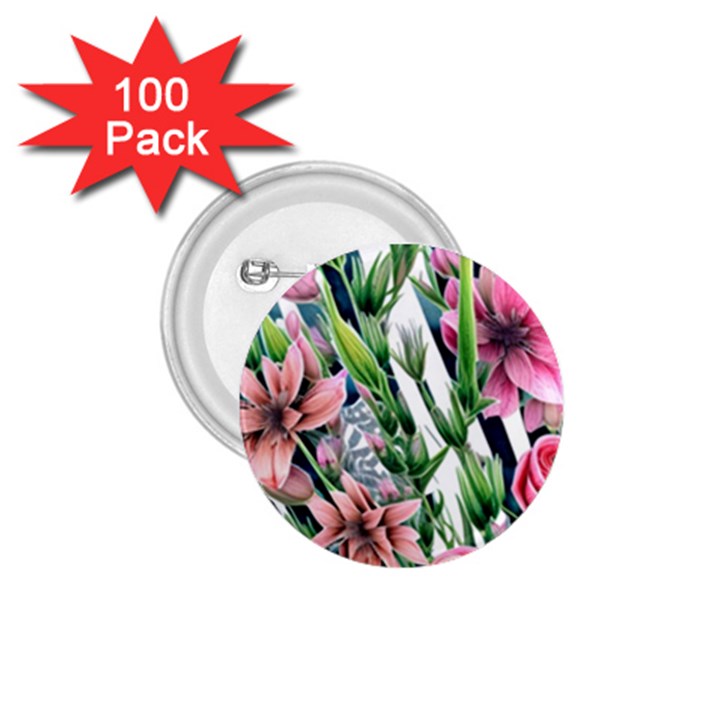 Sumptuous watercolor flowers 1.75  Buttons (100 pack) 