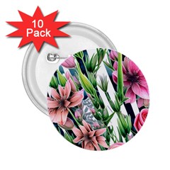 Sumptuous Watercolor Flowers 2 25  Buttons (10 Pack)  by GardenOfOphir