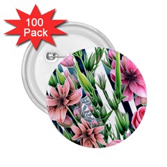 Sumptuous Watercolor Flowers 2 25  Buttons (100 Pack)  by GardenOfOphir