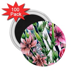 Sumptuous Watercolor Flowers 2 25  Magnets (100 Pack)  by GardenOfOphir