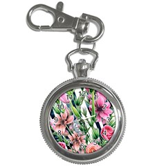 Sumptuous Watercolor Flowers Key Chain Watches by GardenOfOphir