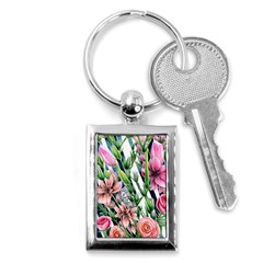 Sumptuous Watercolor Flowers Key Chain (rectangle) by GardenOfOphir