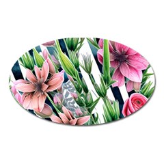 Sumptuous Watercolor Flowers Oval Magnet by GardenOfOphir