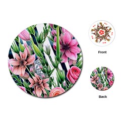 Sumptuous Watercolor Flowers Playing Cards Single Design (round) by GardenOfOphir