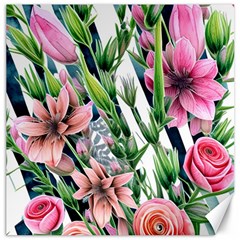 Sumptuous Watercolor Flowers Canvas 12  X 12  by GardenOfOphir