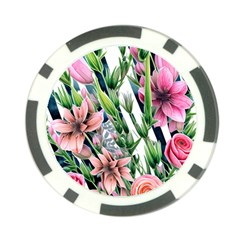 Sumptuous Watercolor Flowers Poker Chip Card Guard by GardenOfOphir