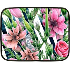 Sumptuous Watercolor Flowers One Side Fleece Blanket (mini) by GardenOfOphir