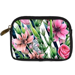 Sumptuous Watercolor Flowers Digital Camera Leather Case by GardenOfOphir