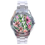 Sumptuous watercolor flowers Stainless Steel Analogue Watch Front