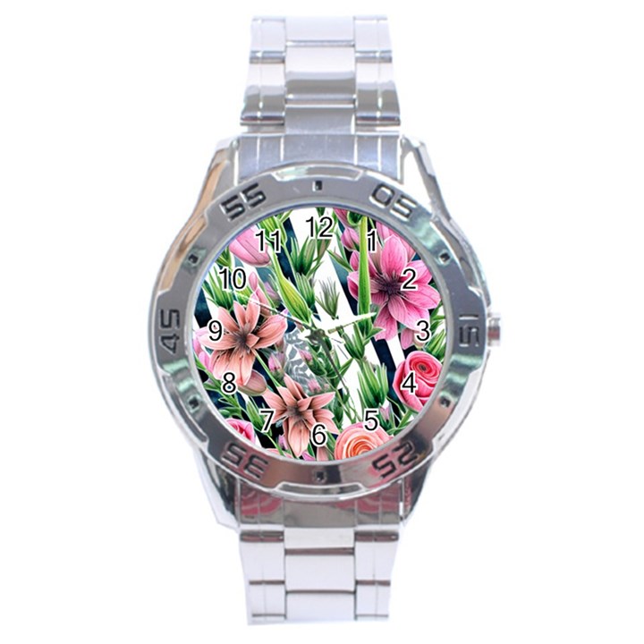 Sumptuous watercolor flowers Stainless Steel Analogue Watch