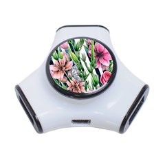 Sumptuous Watercolor Flowers 3-port Usb Hub by GardenOfOphir