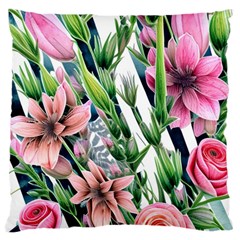 Sumptuous Watercolor Flowers Large Cushion Case (one Side) by GardenOfOphir