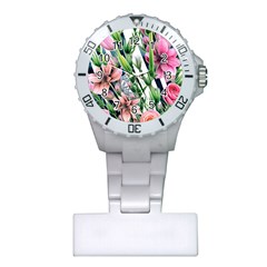 Sumptuous Watercolor Flowers Plastic Nurses Watch by GardenOfOphir