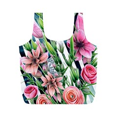 Sumptuous Watercolor Flowers Full Print Recycle Bag (m) by GardenOfOphir