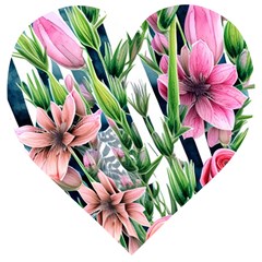 Sumptuous Watercolor Flowers Wooden Puzzle Heart by GardenOfOphir