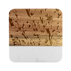 Sumptuous Watercolor Flowers Marble Wood Coaster (square) by GardenOfOphir