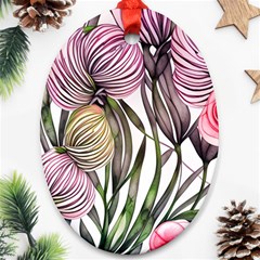 Charming And Cheerful Watercolor Flowers Ornament (oval) by GardenOfOphir