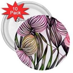 Charming And Cheerful Watercolor Flowers 3  Buttons (10 Pack)  by GardenOfOphir