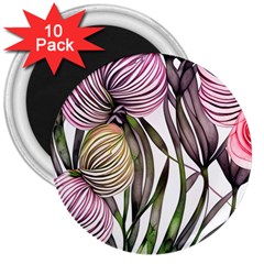 Charming And Cheerful Watercolor Flowers 3  Magnets (10 Pack)  by GardenOfOphir