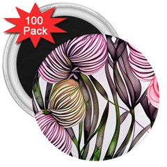 Charming And Cheerful Watercolor Flowers 3  Magnets (100 Pack) by GardenOfOphir