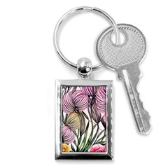 Charming And Cheerful Watercolor Flowers Key Chain (rectangle) by GardenOfOphir