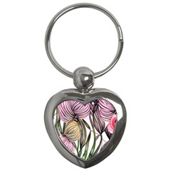 Charming And Cheerful Watercolor Flowers Key Chain (heart) by GardenOfOphir