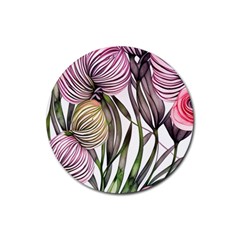 Charming And Cheerful Watercolor Flowers Rubber Coaster (round) by GardenOfOphir