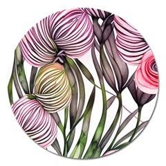 Charming And Cheerful Watercolor Flowers Magnet 5  (round) by GardenOfOphir