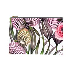 Charming And Cheerful Watercolor Flowers Cosmetic Bag (large) by GardenOfOphir