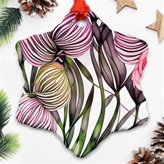 Charming And Cheerful Watercolor Flowers Ornament (snowflake) by GardenOfOphir