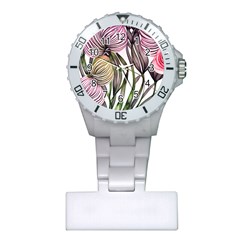 Charming And Cheerful Watercolor Flowers Plastic Nurses Watch by GardenOfOphir