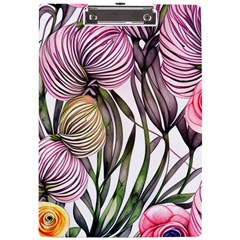 Charming And Cheerful Watercolor Flowers A4 Acrylic Clipboard by GardenOfOphir