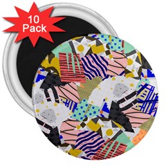 Digital Paper Scrapbooking Abstract 3  Magnets (10 Pack)  by Ravend