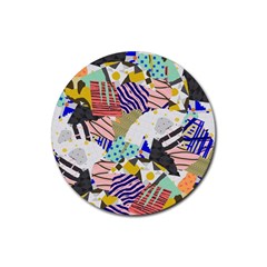 Digital Paper Scrapbooking Abstract Rubber Coaster (round) by Ravend