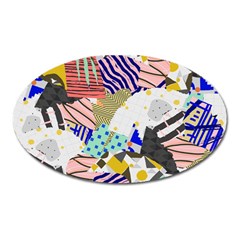 Digital Paper Scrapbooking Abstract Oval Magnet by Ravend