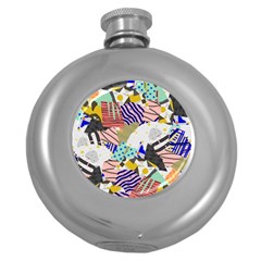 Digital Paper Scrapbooking Abstract Round Hip Flask (5 Oz) by Ravend