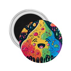 Rainbows Drip Dripping Paint Happy 2 25  Magnets by Ravend